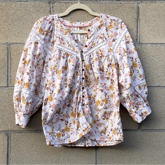 Anthropologie Harmony Lace Peasant Top - Picture 2 of 12